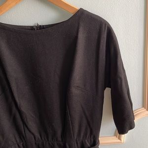 True 1950s-1960s Vintage Black Wool Wiggle Dress with Belt